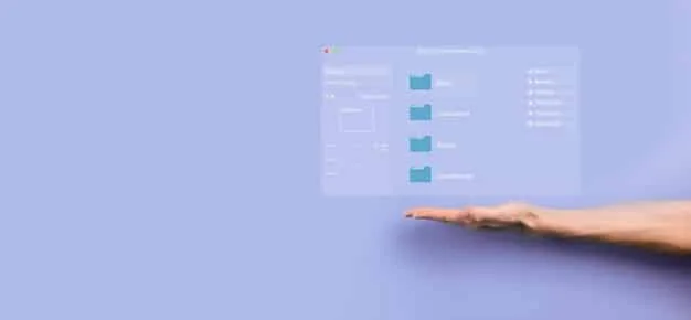 A close-up of a computer screen showing an AI email tool interface with features like automatic categorization, smart reply suggestions, and priority inbox highlighting important emails. The interface is clean and modern, with icons representing different functionalities.