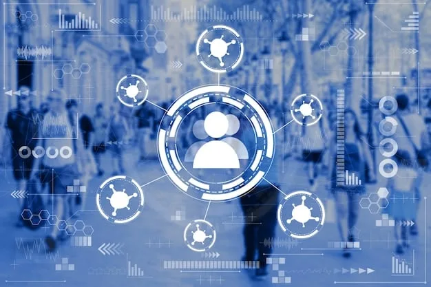 A visual representation of a customer profile with various data points and preferences highlighted, surrounded by AI algorithms processing the information in real-time.