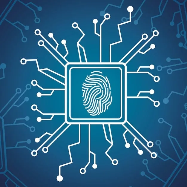 A digital fingerprint overlapping with a circuit board pattern, symbolizing secure data and integrated AI security solutions.