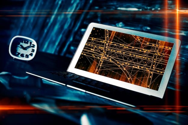 A visual representation of a website's architecture being analyzed by an AI, highlighting areas with technical SEO issues such as broken links, slow loading pages, and lack of mobile optimization.