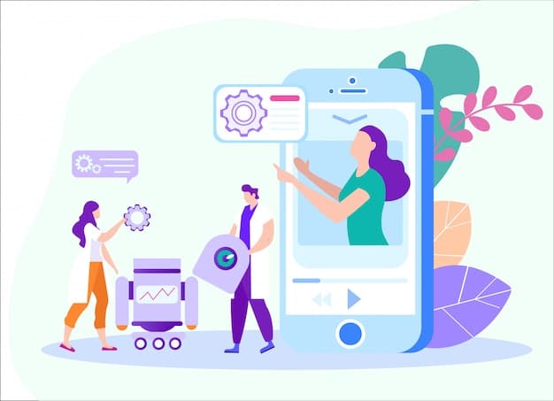 An illustration depicting AI algorithms generating personalized social media content for different user personas, showcasing AI's ability to tailor messaging and visuals for maximum engagement.
