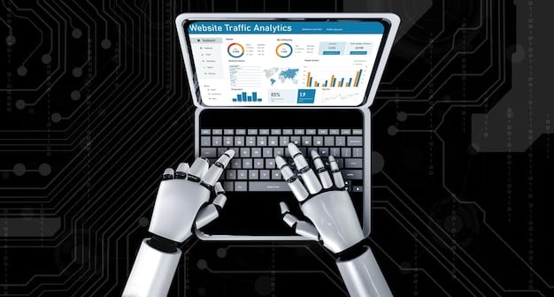 A dashboard-style image showing key metrics and charts related to lead generation, with AI algorithms visually highlighting high-potential leads. The interface is clean and intuitive, with data-driven insights prominently displayed.
