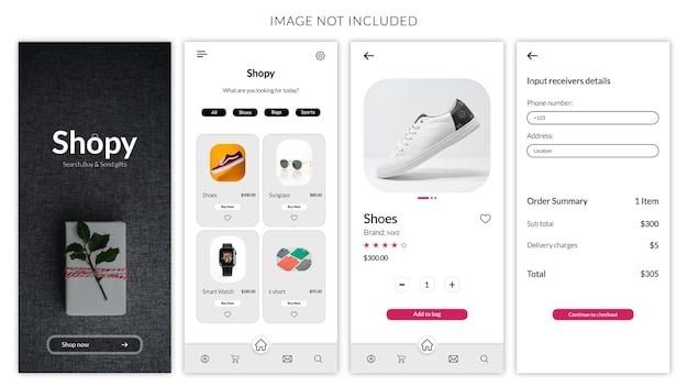A UI design mockup showing how AI-driven product recommendations are seamlessly integrated into an e-commerce website. The mockup should include various recommendation placements (e.g., 