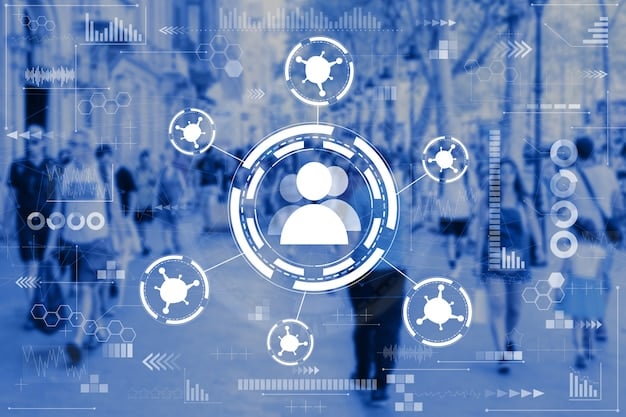 A visual representation of a customer profile with various data points and preferences highlighted, surrounded by AI algorithms processing the information in real-time.