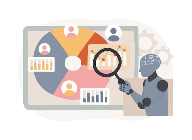 A graphical representation of an AI algorithm analyzing customer data, highlighting patterns and insights that inform personalized follow-up strategies. The image is clean and modern, emphasizing the data-driven nature of AI in sales.