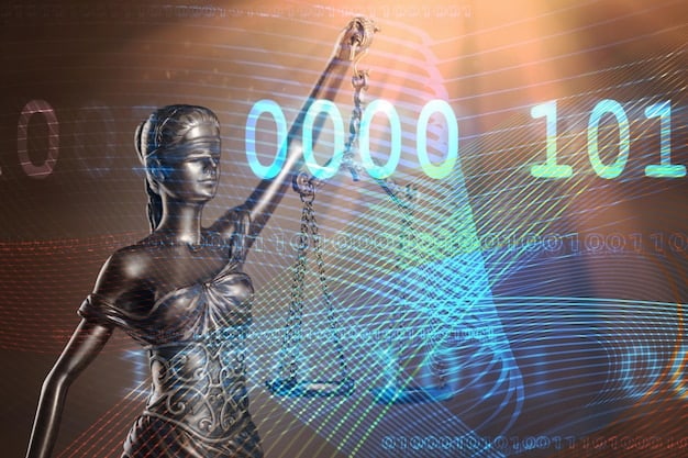 A detailed close-up of an AI algorithm interface, showcasing various ethical parameters and legal compliance settings. The graphic highlights the importance of configuring AI systems to adhere to ethical guidelines and regulatory standards.