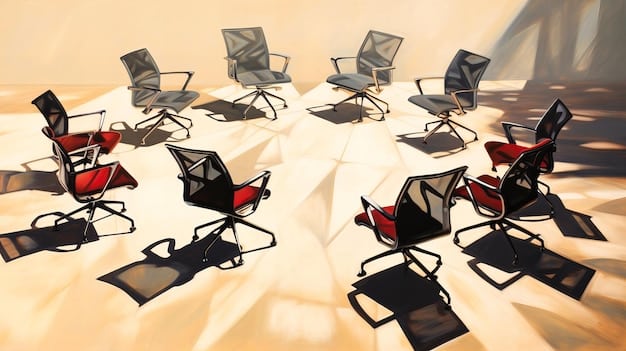 A split-screen image contrasting a traditional, chaotic meeting with scattered papers and disengaged attendees, against an AI-enhanced meeting showing organized data visualizations, focused participants, and a smooth, efficient workflow.