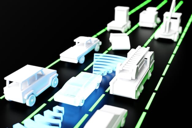 A graphical representation of a supply chain optimized by AI, showing reduced transportation costs and improved delivery times.