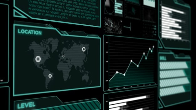 A dashboard displaying real-time threat detection with AI algorithms highlighting anomalies and potential breaches, showcasing the proactive nature of AI-driven cybersecurity.