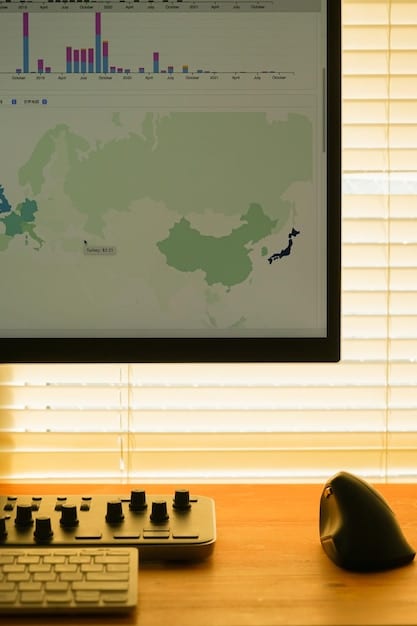 A close-up of a computer screen displaying a complex financial dashboard populated with AI-generated insights and real-time data charts. The interfaces shows a user-friendly design, hinting at the accessibility of AI-driven financial tools.