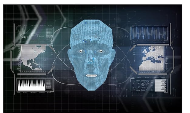 A diagram illustrating the AI fraud detection process, showcasing data input, algorithm analysis, anomaly detection, and automated response mechanisms with clear visual cues.