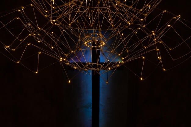 An intricate, glowing neural network diagram expanding outwards, symbolizing complex AI algorithms and the unseen foundational technologies driving innovation across various sectors.