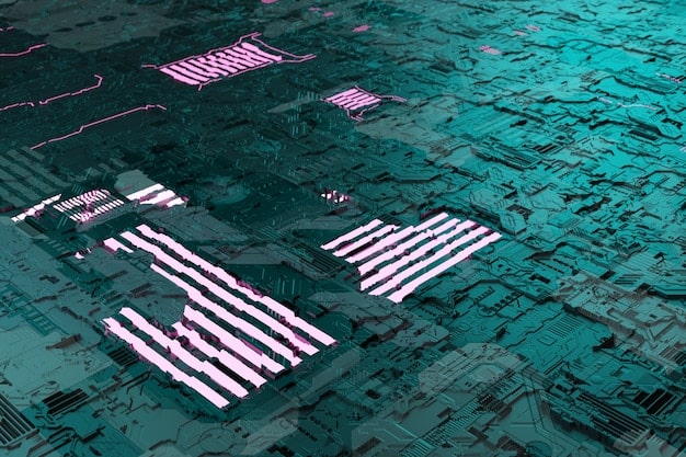A detailed schematic illustrating the layers of AI in cybersecurity, showing how machine learning algorithms analyze data to identify threats, with different defense mechanisms activating in response.