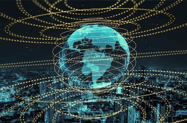 A globe overlaid with a subtle network of digital lines, emanating from various countries, symbolizing international collaboration and interconnectedness in the fight against digital threats.